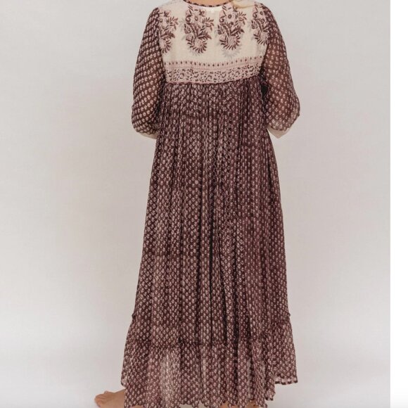 Daughters of India Rooh Maxi Dress Brown Boho Sz XS - Picture 11 of 13